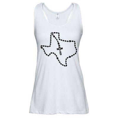 Texas State Map Catholic Rosary Ladies Essential Flowy Tank
