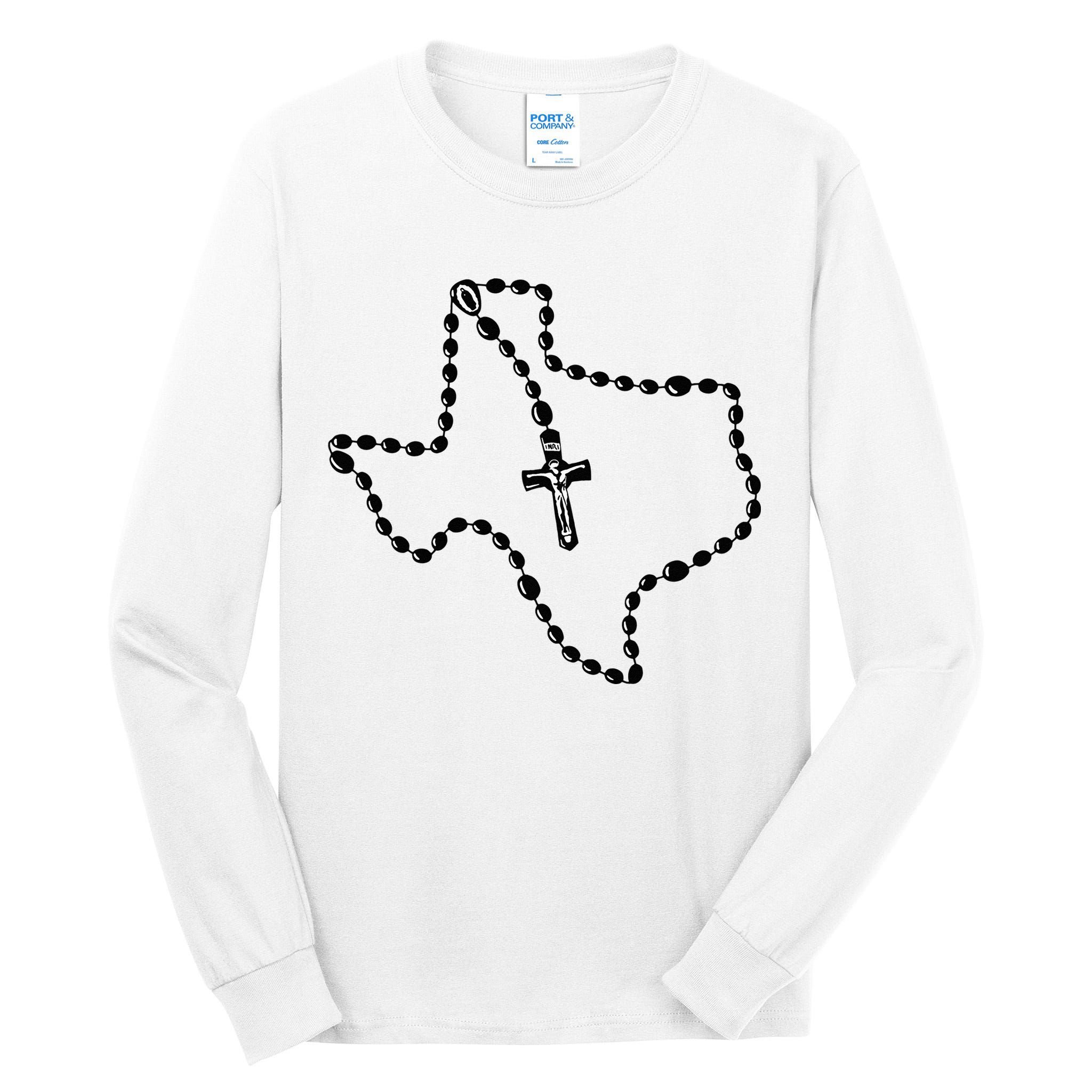 Texas State Map Catholic Rosary Tall Long Sleeve T-Shirt