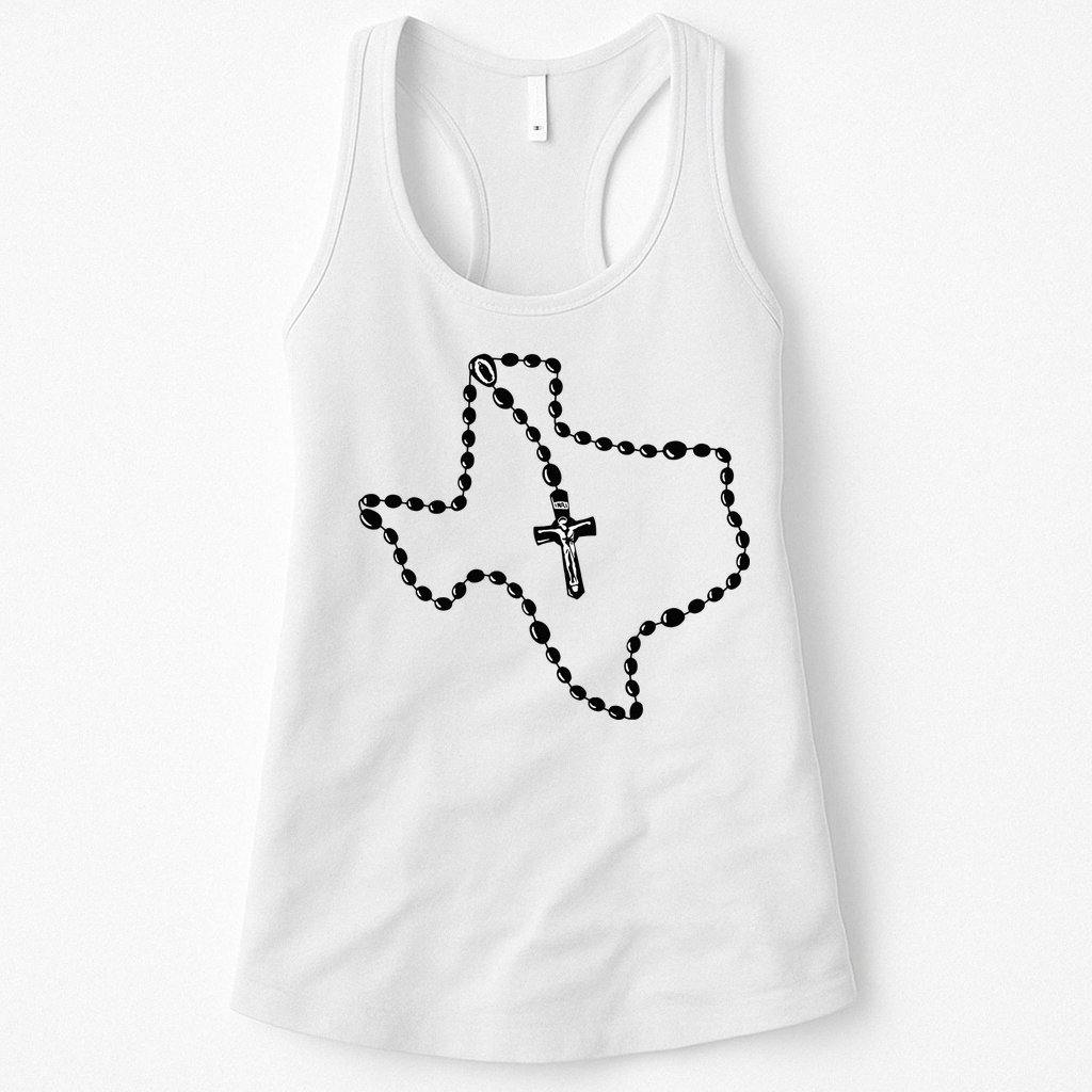 Texas State Map Catholic Rosary Womens Tank Top