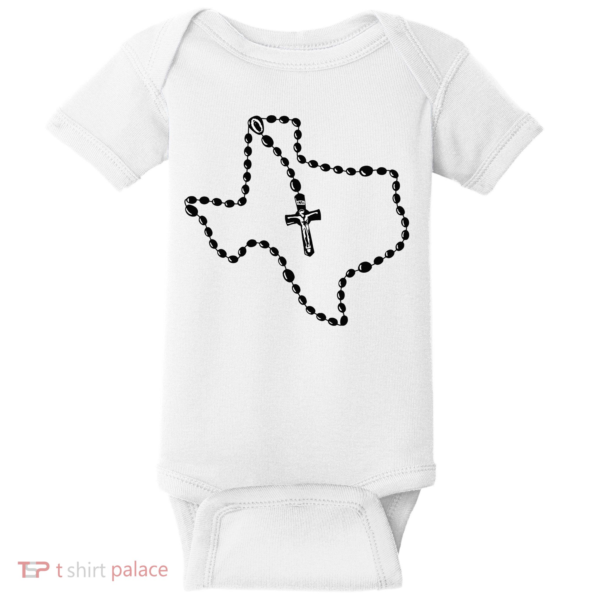 Texas State Map Catholic Rosary Baby Bodysuit