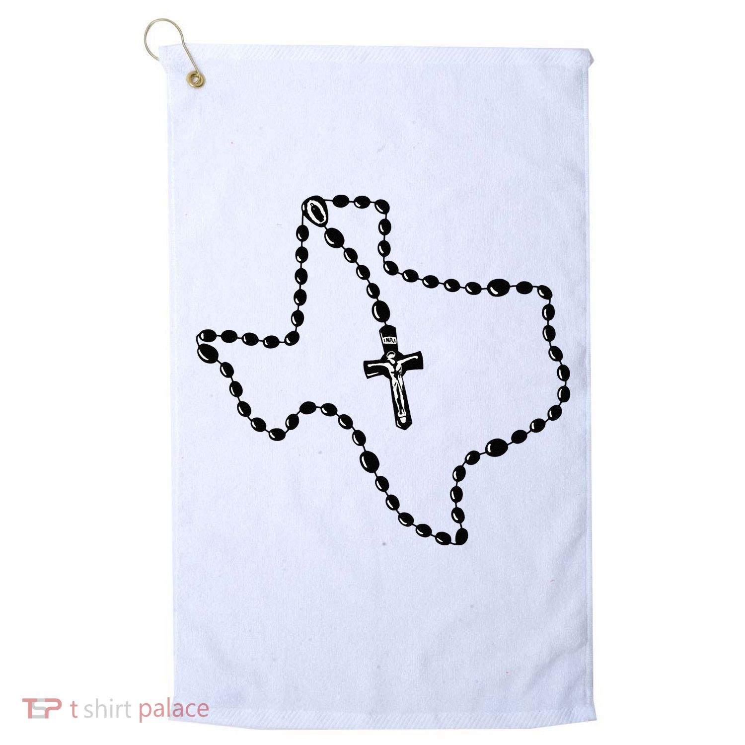 Texas State Map Catholic Rosary Golf Towel