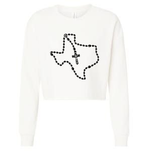 Texas State Map Catholic Rosary Cropped Pullover Crew