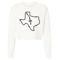Texas State Map Catholic Rosary Cropped Pullover Crew