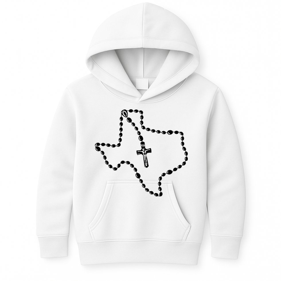 Texas State Map Catholic Rosary Kids Hoodie