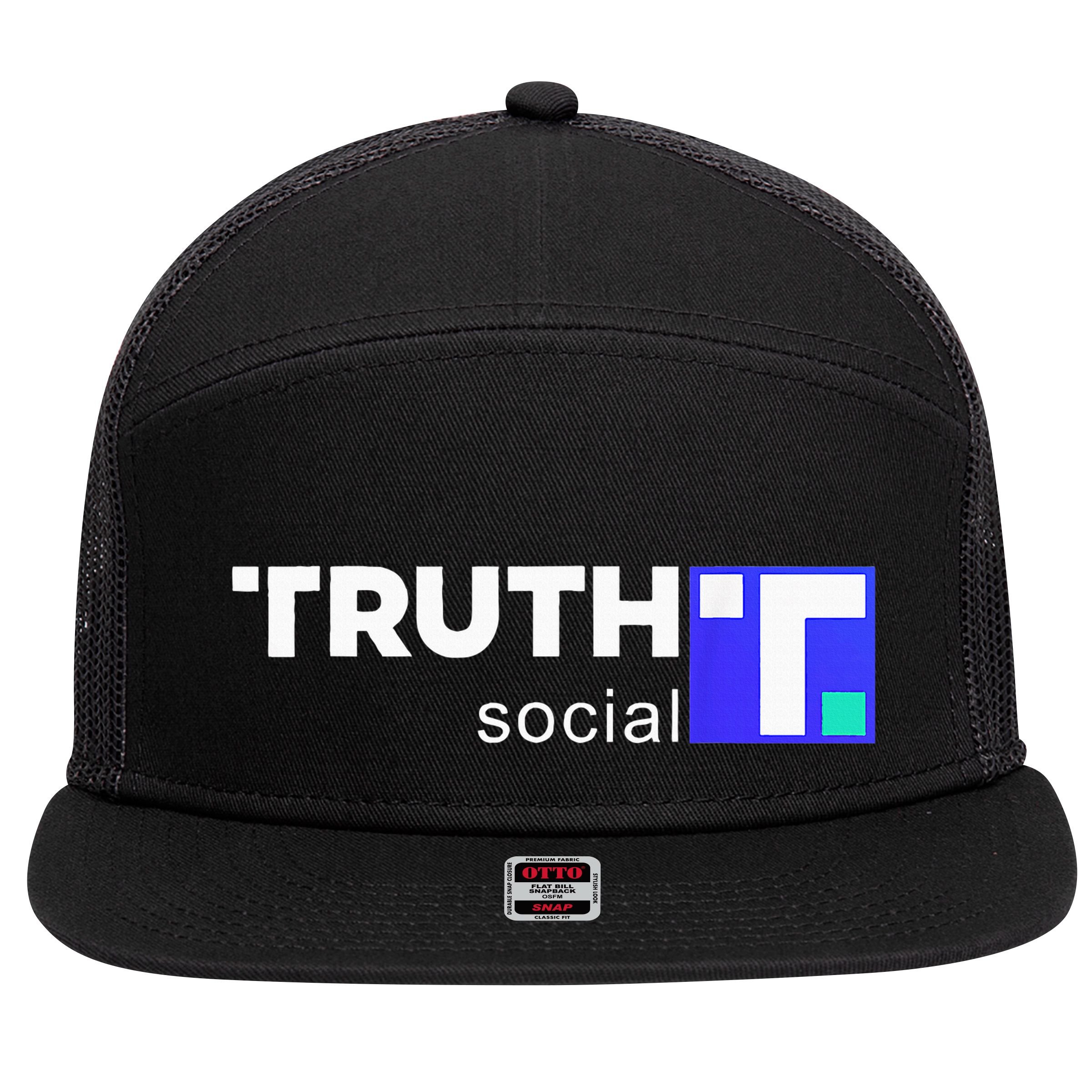 Truth Social Media Truth Social Trump 7 Panel Mesh Trucker Snapback Hat