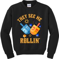 They See Me Rollin Hanukkah Jewish Kids Sweatshirt