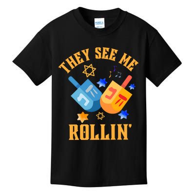 They See Me Rollin Hanukkah Jewish Kids T-Shirt