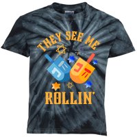 They See Me Rollin Hanukkah Jewish Kids Tie-Dye T-Shirt