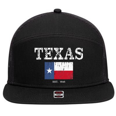 Texas State Map Flag Distressed 7 Panel Mesh Trucker Snapback Hat