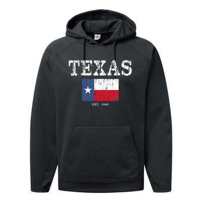 Texas State Map Flag Distressed Performance Fleece Hoodie