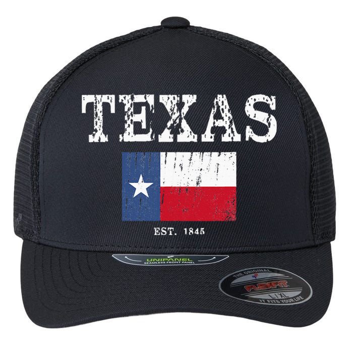 Texas State Map Flag Distressed Flexfit Unipanel Trucker Cap