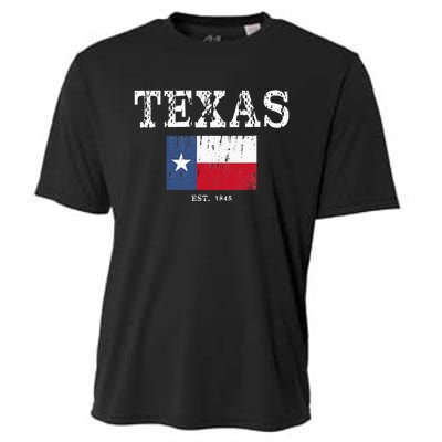 Texas State Map Flag Distressed Cooling Performance Crew T-Shirt