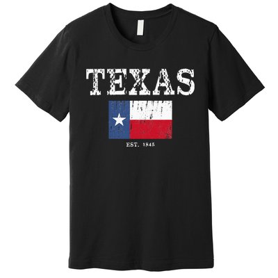 Texas State Map Flag Distressed Premium T-Shirt