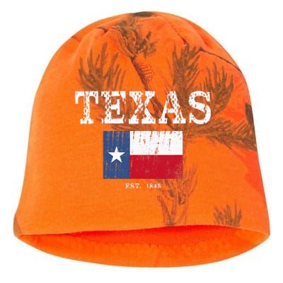 Texas State Map Flag Distressed Kati - Camo Knit Beanie