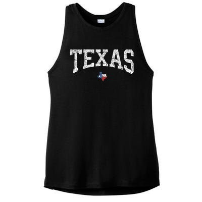 Texas State Map Flag Distressed Ladies PosiCharge Tri-Blend Wicking Tank