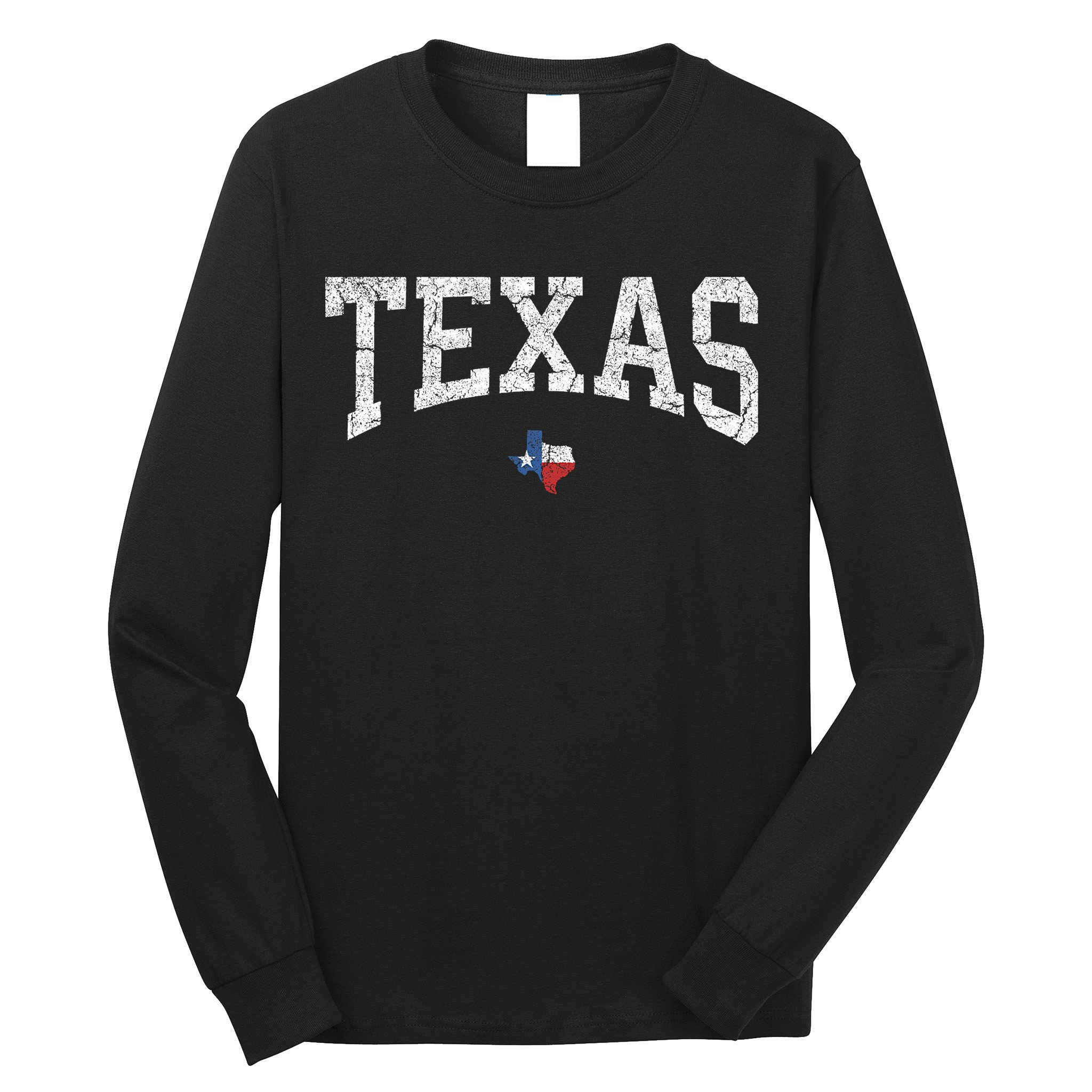 Texas State Map Flag Distressed Long Sleeve Shirt