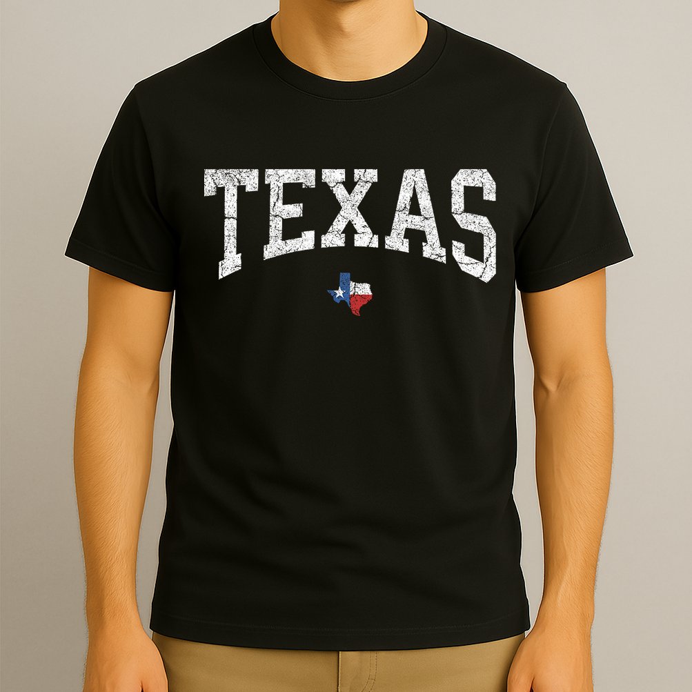 Texas State Map Flag Distressed T-Shirt