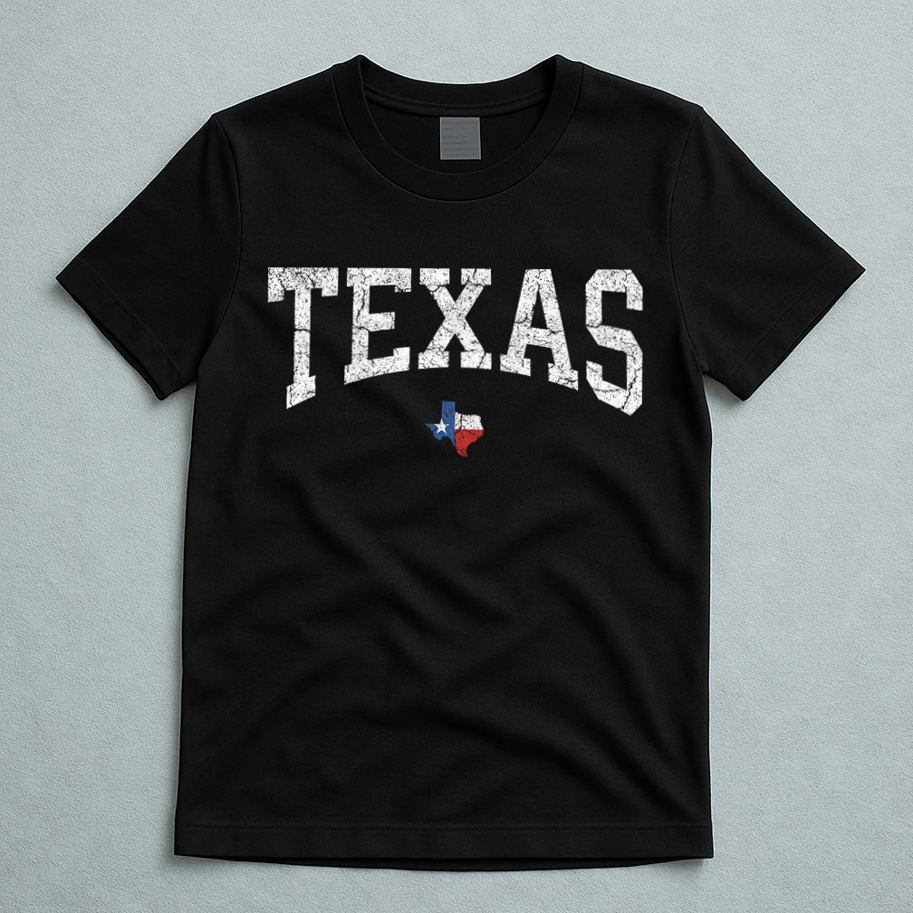 Texas State Map Flag Distressed T-Shirt