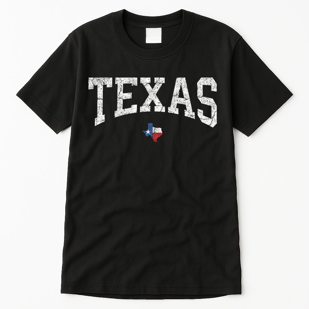 Texas State Map Flag Distressed Tall T-Shirt