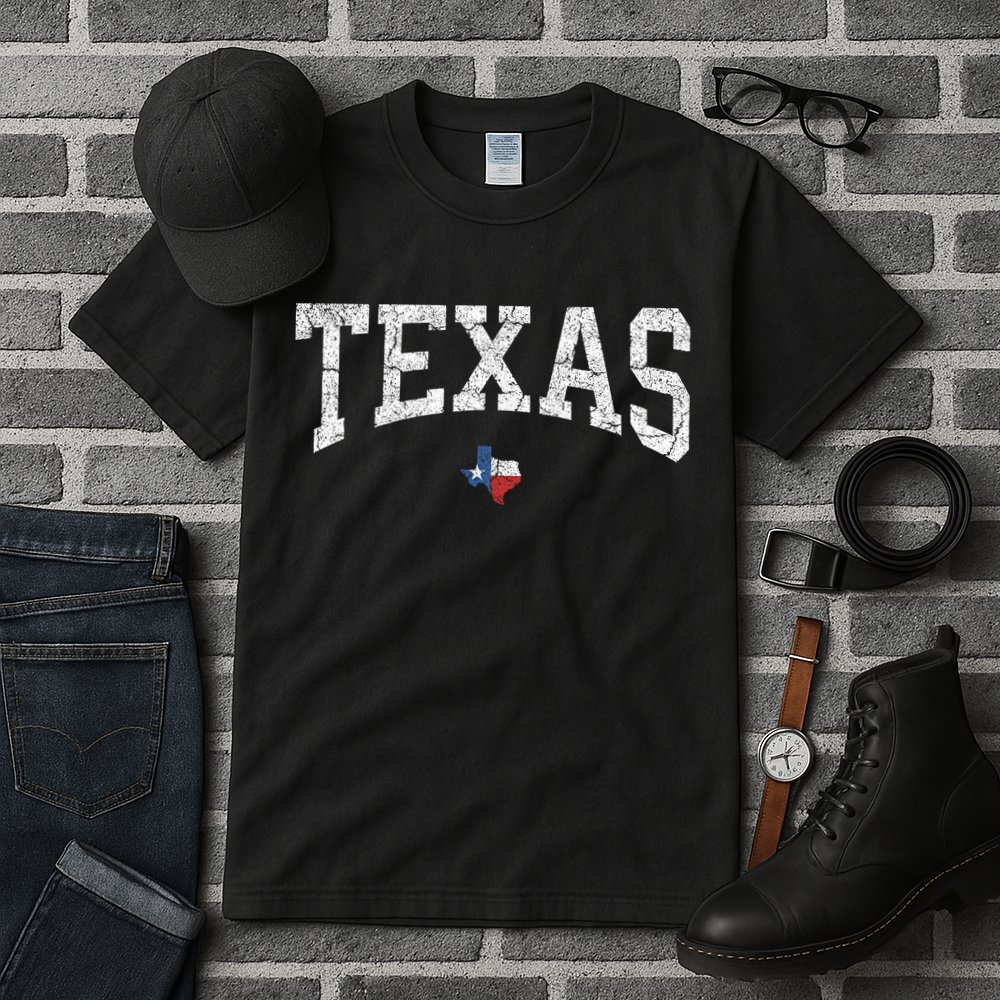 Texas State Map Flag Distressed Tall T-Shirt