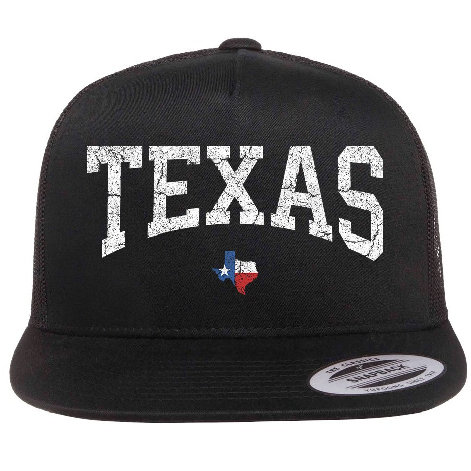 Texas State Map Flag Distressed Flat Bill Trucker Hat