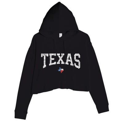 Texas State Map Flag Distressed Crop Fleece Hoodie