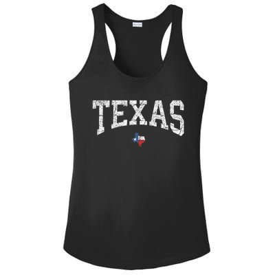 Texas State Map Flag Distressed Ladies PosiCharge Competitor Racerback Tank