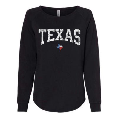 Texas State Map Flag Distressed Womens California Wash Sweatshirt