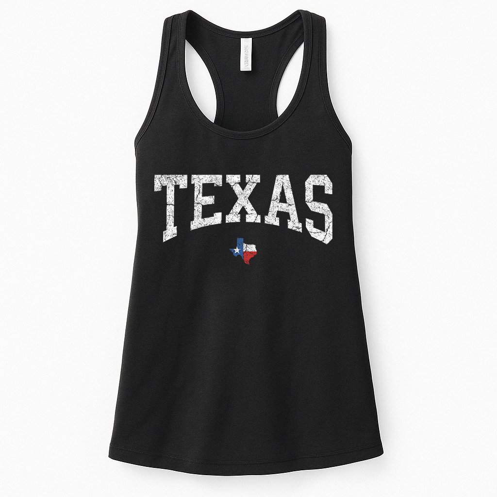 Texas State Map Flag Distressed Womens Tank Top