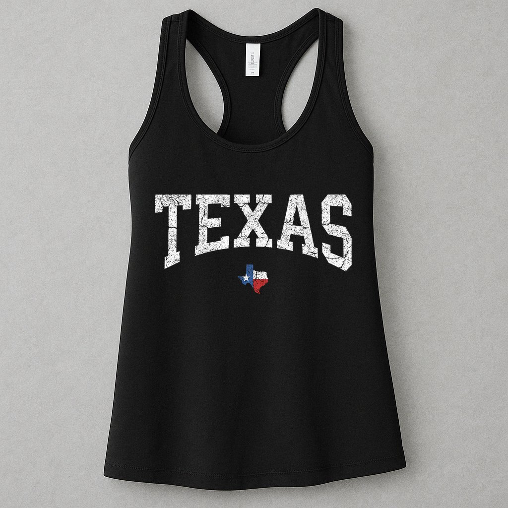 Texas State Map Flag Distressed Womens Tank Top
