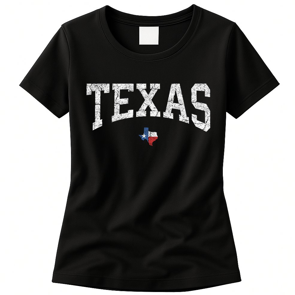Texas State Map Flag Distressed Womens T-Shirt