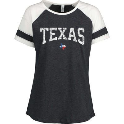 Texas State Map Flag Distressed Enza Ladies Jersey Colorblock Tee