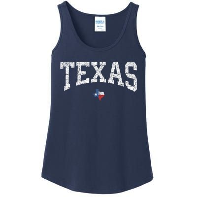 Texas State Map Flag Distressed Ladies Essential Tank