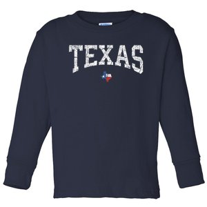 Texas State Map Flag Distressed Toddler Long Sleeve Shirt