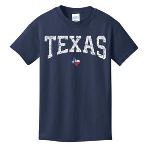 Texas State Map Flag Distressed Kids T-Shirt