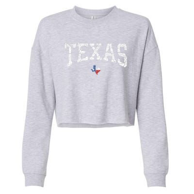 Texas State Map Flag Distressed Cropped Pullover Crew