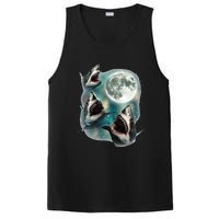 Three Shark Moon 3 Great Whites Howling Wolfs Moon PosiCharge Competitor Tank