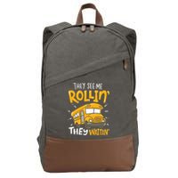 They See Me Rollin' They Waiting' Funny School Bus Driver Cotton Canvas Backpack