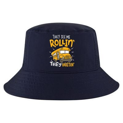 They See Me Rollin' They Waiting' Funny School Bus Driver Cool Comfort Performance Bucket Hat