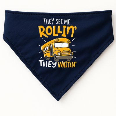 They See Me Rollin' They Waiting' Funny School Bus Driver USA-Made Doggie Bandana