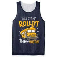 They See Me Rollin' They Waiting' Funny School Bus Driver Mesh Reversible Basketball Jersey Tank