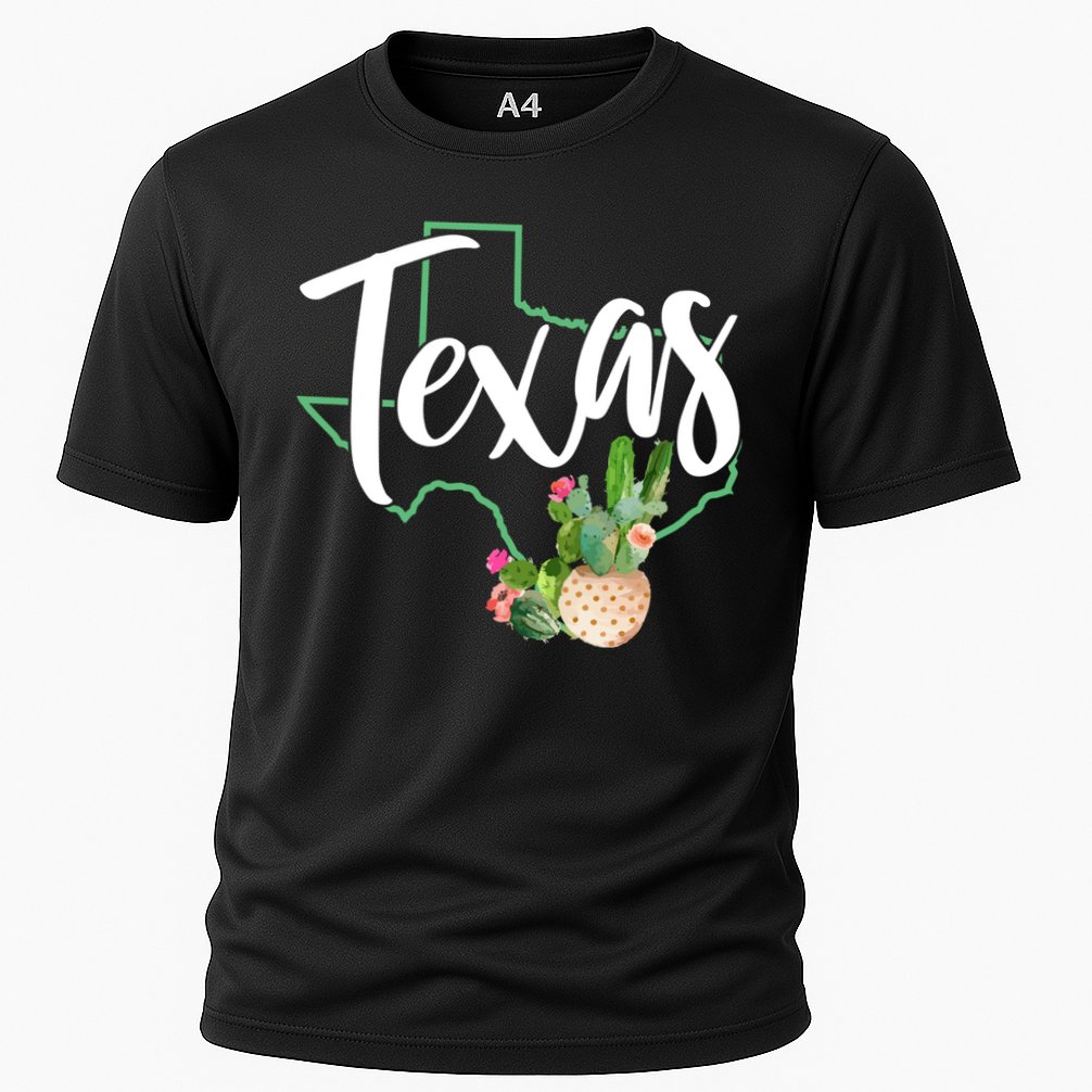 Texas State Map Pride Cactus Vintage Texas Gift Cooling Performance Crew T-Shirt