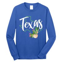 Texas State Map Pride Cactus Vintage Texas Gift Long Sleeve Shirt