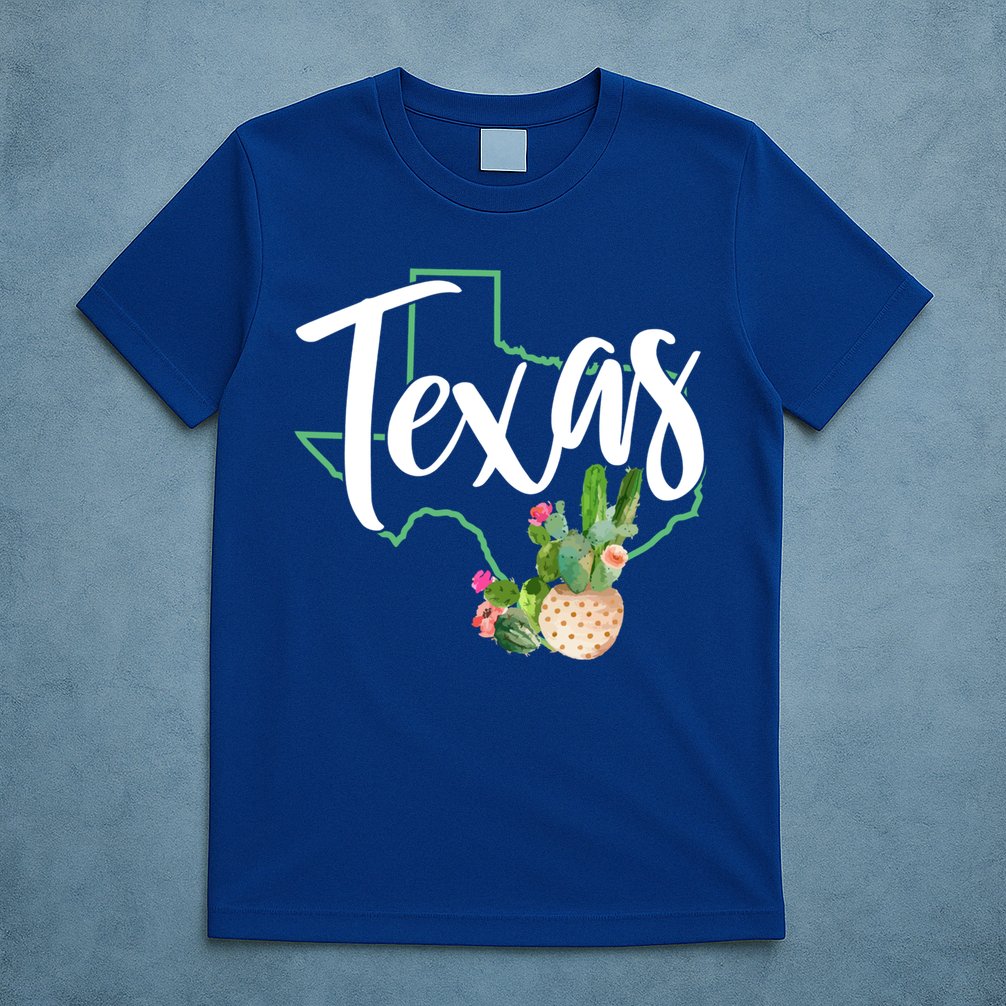 Texas State Map Pride Cactus Vintage Texas Gift T-Shirt