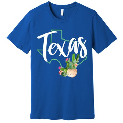 Texas State Map Pride Cactus Vintage Texas Gift Premium T-Shirt