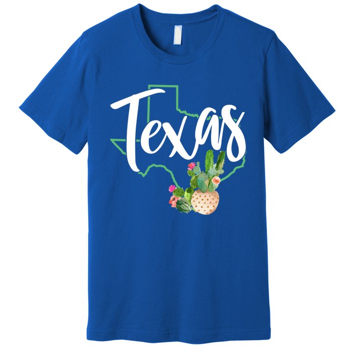 Texas State Map Pride Cactus Vintage Texas Gift Premium T-Shirt