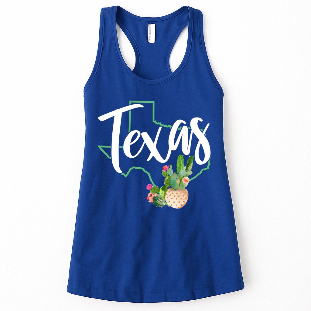 Texas State Map Pride Cactus Vintage Texas Gift Womens Tank Top