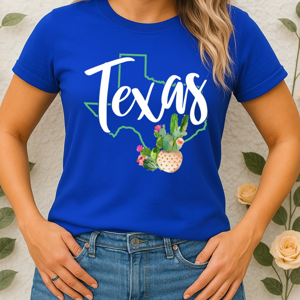 Texas State Map Pride Cactus Vintage Texas Gift Womens T-Shirt