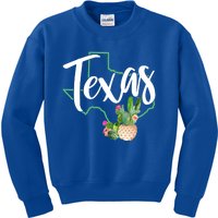 Texas State Map Pride Cactus Vintage Texas Gift Kids Sweatshirt