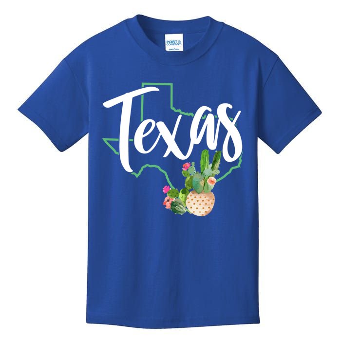 Texas State Map Pride Cactus Vintage Texas Gift Kids T-Shirt